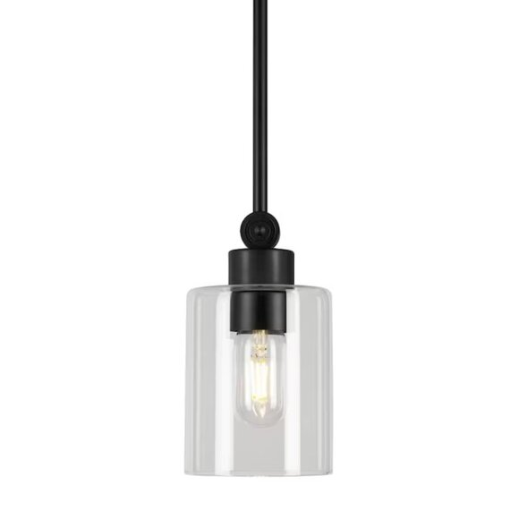 NEW Forte Lighting Jayden Modern Clear glass Cylinder Mini Hanging Pendant Light - Picture 2 of 5